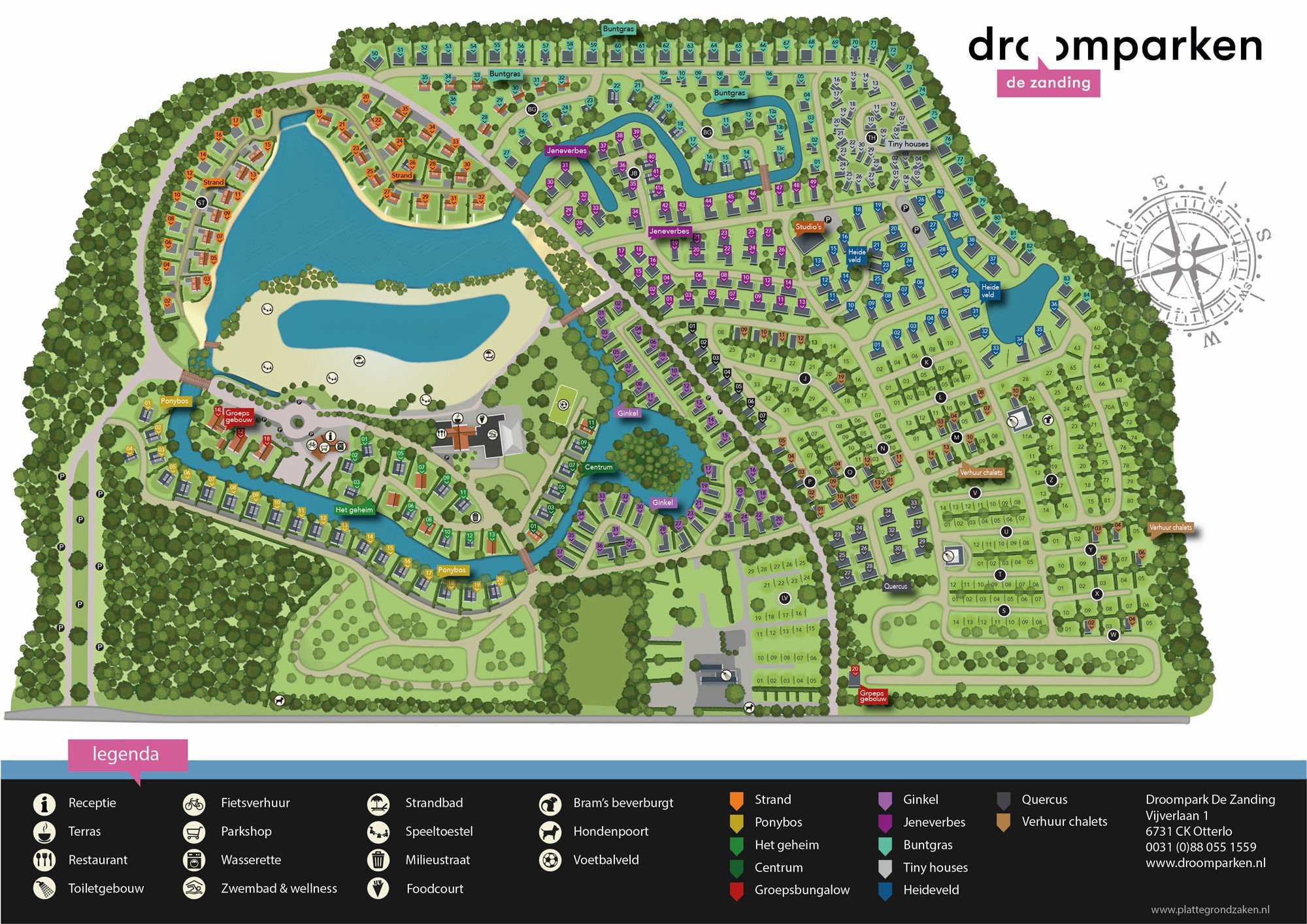 De zanding plattegrond park